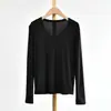 [Suéter de fleece de manga comprida] 26 outono e inverno feminino novo emagrecedor de lã solto gola V manga comprida blusa base para mulheres
