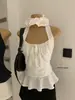 Wgwe9152 Ropa de Mujer Shisanxing de Guangzhou 2026 Verano Nuevo Top sin Mangas de Lunares con Cuello Halter Espalda Descubierta