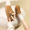 Zapatos de suela gruesa y peludas para mujer, novedad de 2024, con forro polar integrado, punta redonda, cálidos y casuales, de algodón.