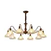 Candelabro de Sala de Estar Estilo Medieval, Lámpara Retro Americana para Escaleras, Flor Trompeta de Vid, Lámpara de Techo Creativa de Arte de Alto Nivel para Vestíbulo