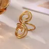 Anillo Nuevo Creativo de Acero Inoxidable, Simple y Moderno, Chapado en Oro de 18 Quilates, Anillo Abierto para Mujer, Joyería de Playa de Verano