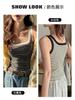 Camisola de Tricô Listrada Estilo Americano para Mulheres, Verão 2025 Casaco Fino Roupa Íntima Sem Mangas Ajustada Top Cobrindo o Peito