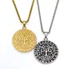Collar con Colgante de Runas del Árbol de la Vida Vikingo Estilo Retro Escandinavo Acero de Titanio para Hombre Tendencia de Moda Collar por Lote