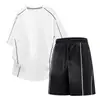 Traje Deportivo Casual de Sensación Helada para Hombre en Verano, Conjunto de Dos Piezas de Moda Tendencia de Marca con Shorts para Correr y Fitness y Camiseta de Manga Corta