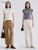 Suéter de Punto de Lana Otoño e Invierno para Mujer, Cuello Semi Alto, Mangas Volantes, Versátil, Base, Suéter Pulóver