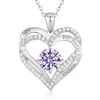 Collar Transfronterizo Europeo y Americano de Plata de Ley S925 para Mujer Doce Piedras de Nacimiento Colgante Corazón Eterno de Amazon Collar con Forma de Corazón