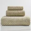 Toalla Cuadrada de Terciopelo Coral Toalla al por Mayor Juego de Tres Piezas Engrosada Suave Absorbente No Algodón Puro Toalla de Baño Transfronterizo