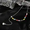 Collar de Corazón Colorido de Doble Cara Desplegable para Mujer, Sencillo y Único, de Alta Gama, Elegante, Versátil, Exquisito, a la Moda