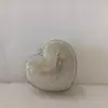 Bolso de Noche Metálico con Forma de Corazón Pequeño, Base Plana, con Pedrería de Conejo, Estilo Europeo y Americano Transfronterizo, Bolso de Mano Pequeño con Pedrería