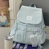 Mochila de color sólido estilo coreano para chicas con diseño de cierre de cordón, fresca y versátil para estudiantes y para ir al trabajo, mochila pequeña estilo chica suave