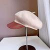 Gorra de lana con costuras de cuero retro artístico para mujer, gorra octogonal de moda para todo tipo de invierno, gorra de vendedor de periódicos cálida