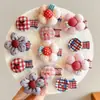 Presilhas de Cabelo Fofas para Bebês Que Não Danificam o Cabelo, Presilhas Xadrez Bordadas com Cerejas Estilosas para Crianças, Presilhas de Cabelo para Meninas para Franja e Acessórios de Cabelo