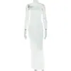 Vestido de mujer de color liso estilo europeo y americano, entallado en la cintura, adelgazante, elegante, vestido ajustado al cuerpo con diseño largo asimétrico y escote inclinado