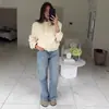 Roupas Europeias e Americanas Femininas Transfronteiriças, Moda Casual Solta Popular no Aliexpress com Decoração de Botão Bicolor