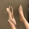 Zapatos de Salón Sexy Stiletto Color Nude Impermeables Plataforma Tacones Altos Charol Sin Espalda Punta Abierta Sandalias 2026 Nuevo de Una Correa