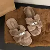 Pantuflas Peludas de Diseño Exclusivo para Mujer, Para Usar al Aire Libre, Nuevas Llegadas Otoño/Invierno 2026, Versátiles, Suela Gruesa, Cálidas, Para Uso en Casa, Pantuflas de Una Correa