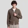 Cárdigan de punto con cremallera doble en la solapa APO Menswear Transfronterizo Estilo Old Money Suéter para hombre con textura de punto acanalado vertical