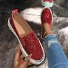 Zapatos Casuales Perezosos Nuevos de Primavera 2025 sin Cordones Suela Gruesa Lentejuelas Pedrería Versátiles Exportación Transfronteriza Tallas Grandes