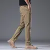 Pantalones Casuales Gruesos con Forro de Polar para Hombre Hong Kong 2026, Pantalones Caqui Rectos Ajustados Elásticos de Negocios para Hombre