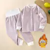 Conjunto de ropa interior de otoño e invierno para bebés y niños pequeños, conjunto para proteger la barriga y abrigar al bebé, ropa cálida con forro polar para primavera y otoño para bebés y niños pequeños