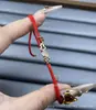 Pulsera de Calabaza Kirin Ágata Roja Chapada en Plata de Ley Oro Rosa 18k Tamaño Pequeño Incrustada con Diamantes Lujo Ligero Año del Zodiaco Hilo Rojo