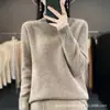 Suéter Básico de Gola Alta para Mulheres, Outono e Inverno Aconchegante Engrossado Slim Fit Tricô 100% Lã