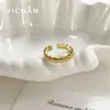 Anillo de Zirconia Estilo Chanel Vintage, Anillo Metálico Abierto Ajustable Minimalista Japonés y Coreano de Nicho, Joyería Fresca para Dedo Índice