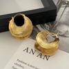 Pendientes Geométricos Bicolor con Forma de Gota de Agua Cepillada Transfronterizos, Estilo Simple Ins, Diseño de Alta Gama, Pendientes de Botón Versátiles para Mujer