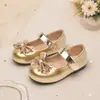 Zapatos ligeros antiabrasión para niñas, para fiestas, sesiones de fotos y uso diario, con lazo dorado brillante