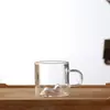 Taza de Vidrio de Borosilicato Alto Estilo Japonés con Vista a la Montaña para Vino Tinto, Whisky y Licores, Taza Glacier, Taza Transparente de una Sola Capa de Alto Valor Estético de Moda