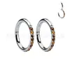 Jiangtai F136 Anillo de Nariz de Titanio Anillo Cerrado Anillo sin Costuras Incrustado con Piedra Natural Aleación de Titanio G23 Joyería para Piercing Corporal Pendientes