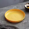 Estilo Ins Plato Redondo de Madera con Veta Vintage para Fruta Plato para Postre y Snacks para el Hogar Plato para Bistec Café Ensalada Té