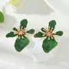 Conjunto de Joias Transfronteiriças Europeu e Americano: Conjunto de Colar, Brincos, Pulseira e Anel de Flor em Camadas com Gotejamento de Óleo, Acessórios de Mão, Pulseira de Pulso