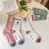 Calcetines de Moda Populares en TikTok para Otoño e Invierno Estilo Marrón Maillard Calcetines de Hilo de Plumas para Mujer Calcetines de Peluche de Oso Apilables Dibujos Animados Calcetines de Longitud Media
