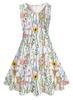Vestido de Verão Fresco e Elegante com Estampa Digital 3D sem Mangas para Meninas, Vestido de Princesa Infantil - Europeu e Americano
