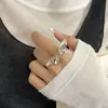 Anillo texturizado de plata de ley S925 para mujer, diseño abierto ajustable, estilo de nicho de alta gama, anillo versátil de lujo ligero para el dedo índice, nuevo