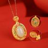 Yilu Silver S925 Sterling Silver Banhado a Ouro Cloisonne Esmalte Artesanato Hetian Jade Ruyi Padrão Oco Sachet Box Pingente