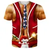 Camiseta de hombre de moda transfronteriza con estampado 3D de patrón navideño, tendencia de moda, manga corta de verano, suministro directo de fábrica