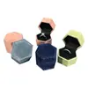 Caja Hexagonal Flip para Anillo Papel Terciopelo Impreso Caja de Joyería Propuesta Boda Caja para Anillo de Diamante Caja para Aretes