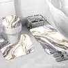 Alfombrilla Decorativa para Piso de Baño con Estampado de Mármol y Franela de Lujo Ligero, Juego de Tres Piezas para WC de Baño, Alfombra Absorbente