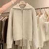 Pesado outono e inverno novo Cashmere Cardigan Mulheres 100 pura lã zíper lapela suéter malha solta jaqueta de lã
