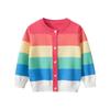 27home versão coreana outono 2024 nova roupa infantil meninas arco-íris suéter de tricô casaco uma geração de cabelo
