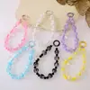 Cadena para teléfono de pastel transparente estilo Ins con cuentas pintadas a mano, mismo estilo que se ve en las transmisiones en vivo, colgante de llavero con cuentas, accesorio para bolso