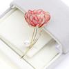 Broche de sol y nube de alto temperamento en dos colores rosa y azul, nenúfar, pin de ramo de loto con perla de agua dulce natural para mujer
