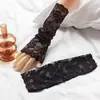 Luvas de Renda de Malha Estilo Retrô Floral Coreano Sexy Pura Desejo Adereços de Foto Mangas de Seda Pretas