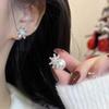 Aretes de Moda Joker Personalidad Elegantes Simple Circonita Incrustada Copo de Nieve Perla Diseño con Sentido de Dos Usos Mujeres