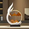 Pintura de Arena Fluyente de Viento y Agua Adorno para Gabinete de Vino Sala de Estar Lujo Ligero Oficina Decoración para Mueble de TV Regalo de Inauguración