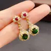 Pendientes de Plata de Ley S925 con Rubí Natural + Diópsido Transfronterizos de Amazon, Piedra Principal, Joyería de Lujo, Venta Directa de Fábrica