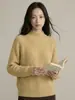 [Ge Ming] Suéter de punto acanalado de cuello alto medio estilo coreano para mujer, nuevo estilo de primavera, corte holgado, tejido adelgazante N970C