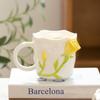 Sentido del Diseño Rosa Tridimensional Anaglifo Taza de Agua de Cerámica Corazón de Chica de Alto Nivel ins Regalo para Novia Taza de Cerámica